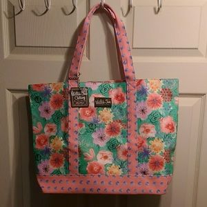 Matilda Jane large tote, pinkpolka, flamingo NWT